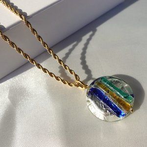 Candy round pendant Japanese Lamp work pendant with gold rope chain necklace